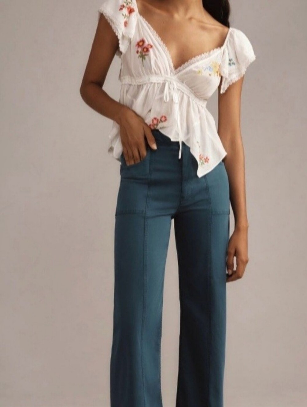 Anthropologie Pilcro The Skipper Wide Leg Cropped Pant Size 32 NEW NWT Blue
